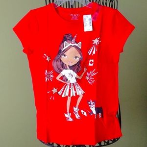 NWT Size L 10/12 red color T'Shirt with logo "π¨π¦"